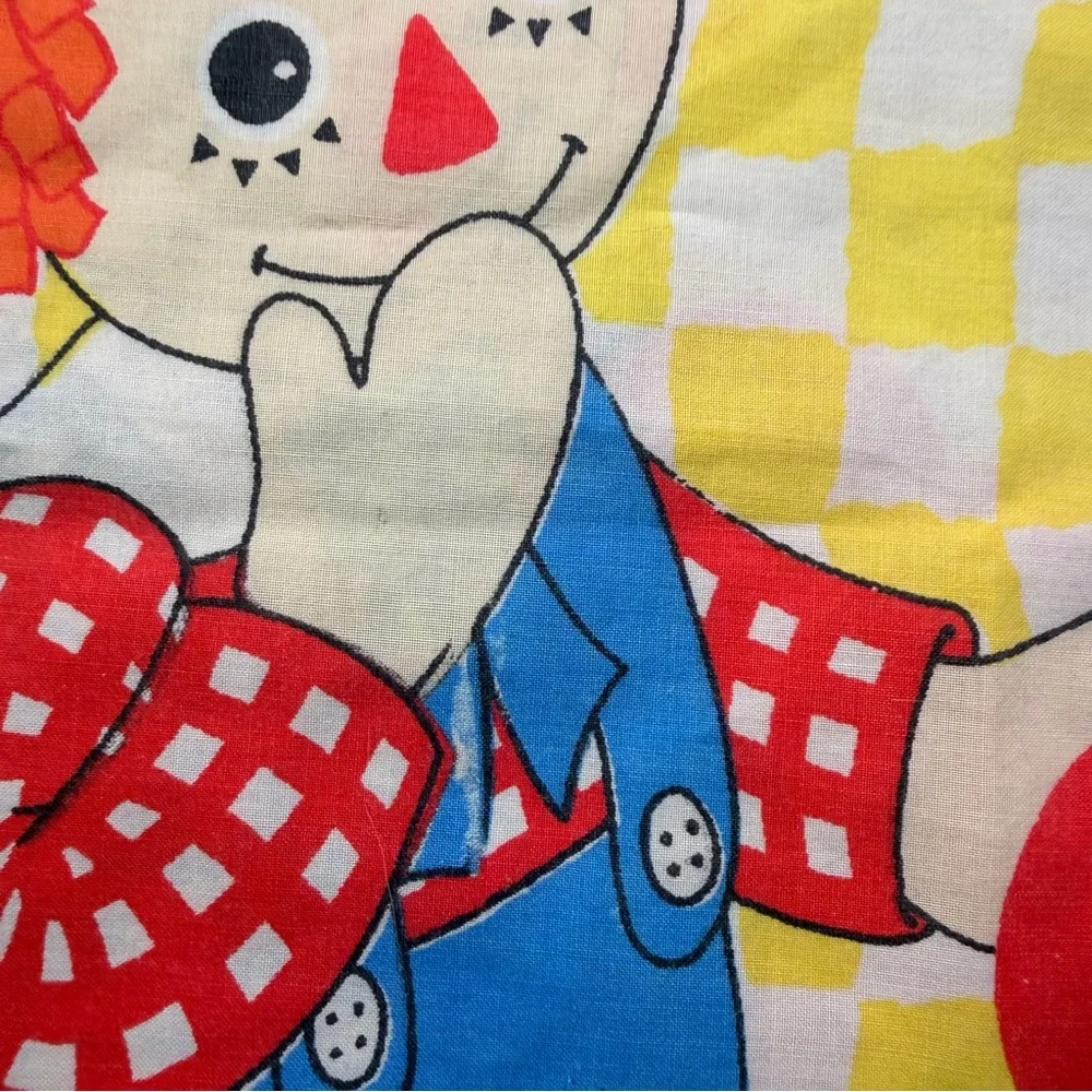 Vintage Yellow Twin Raggedy‎ Ann & Andy Bobbs Merrill 2 Pillow Cases